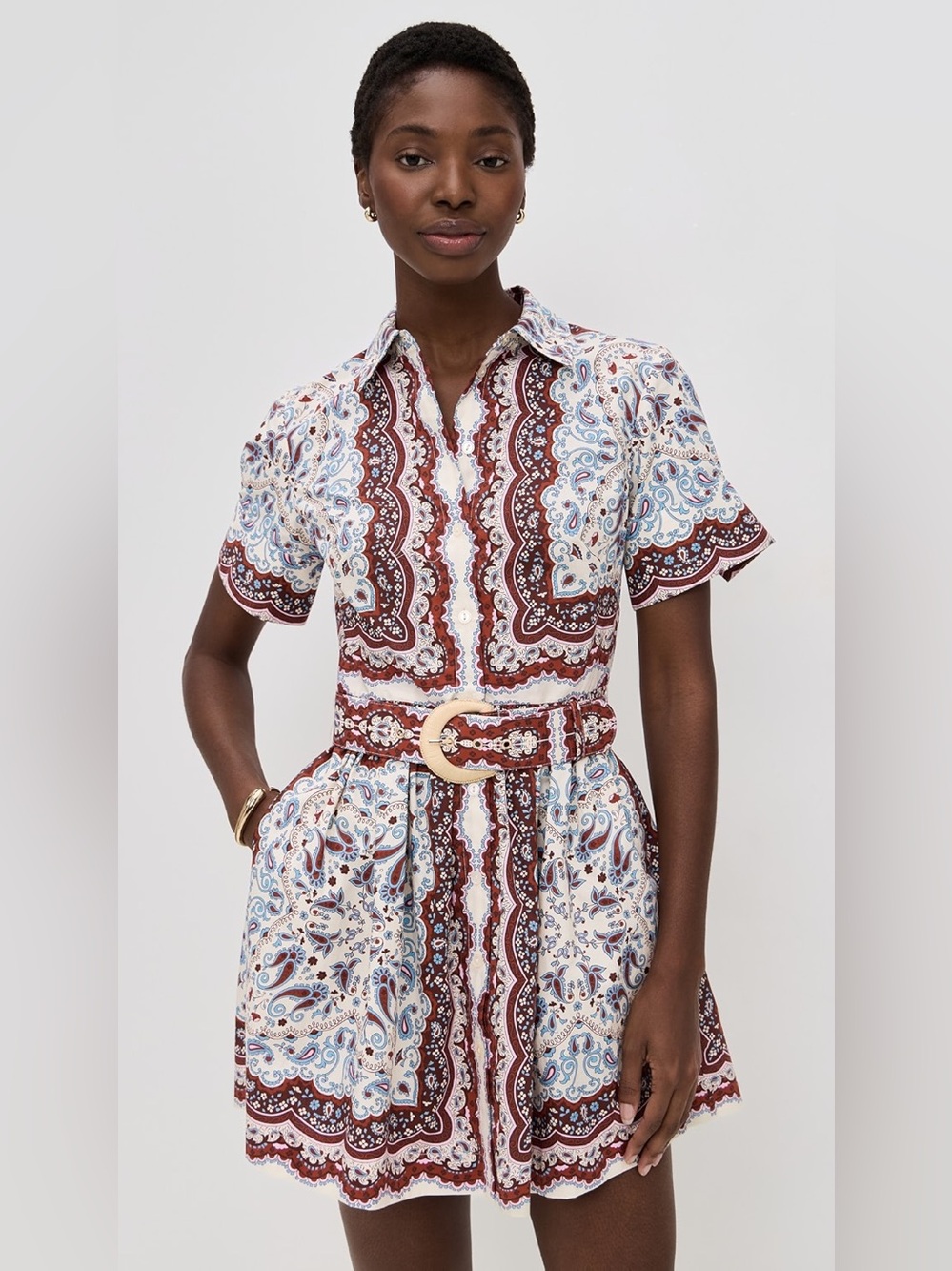 Cara Cara NY Malena Mini Dress Paisley Scarf Ivory